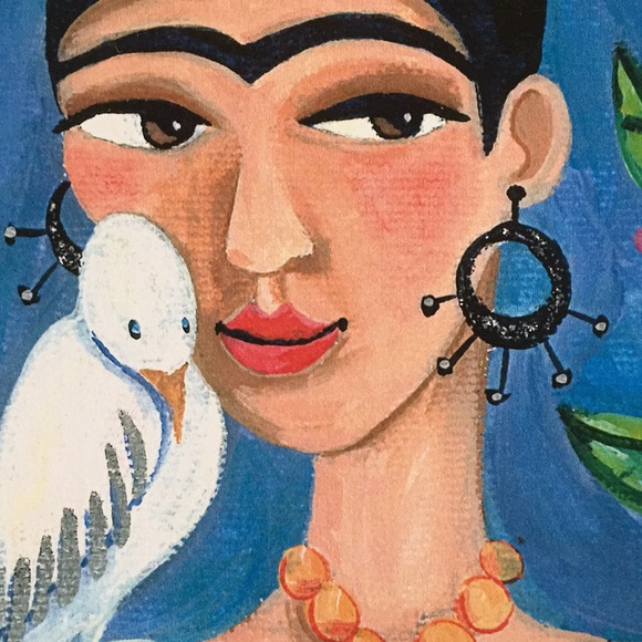 PRINT Frida Kahlo and Bird Portrait - Picture 2 of 3
